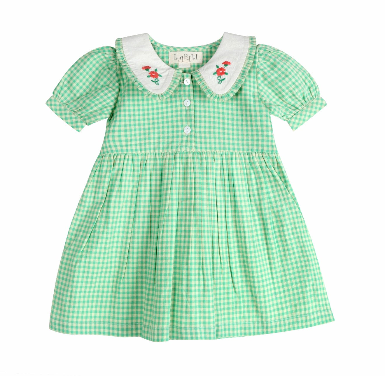 Green Gingham EMB Mia Dress