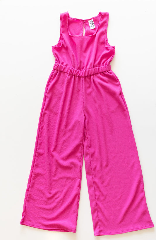 Pink Crinkled Crepe Jumpsuit