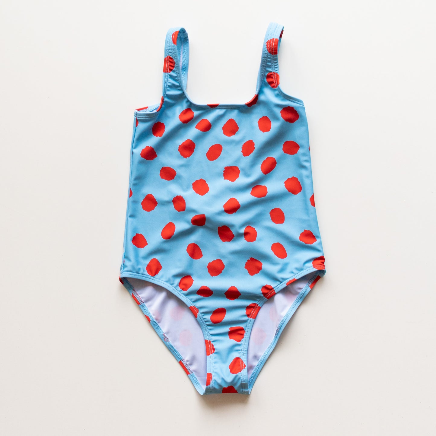 Blue and Red Dotted One Piece Swimsuit