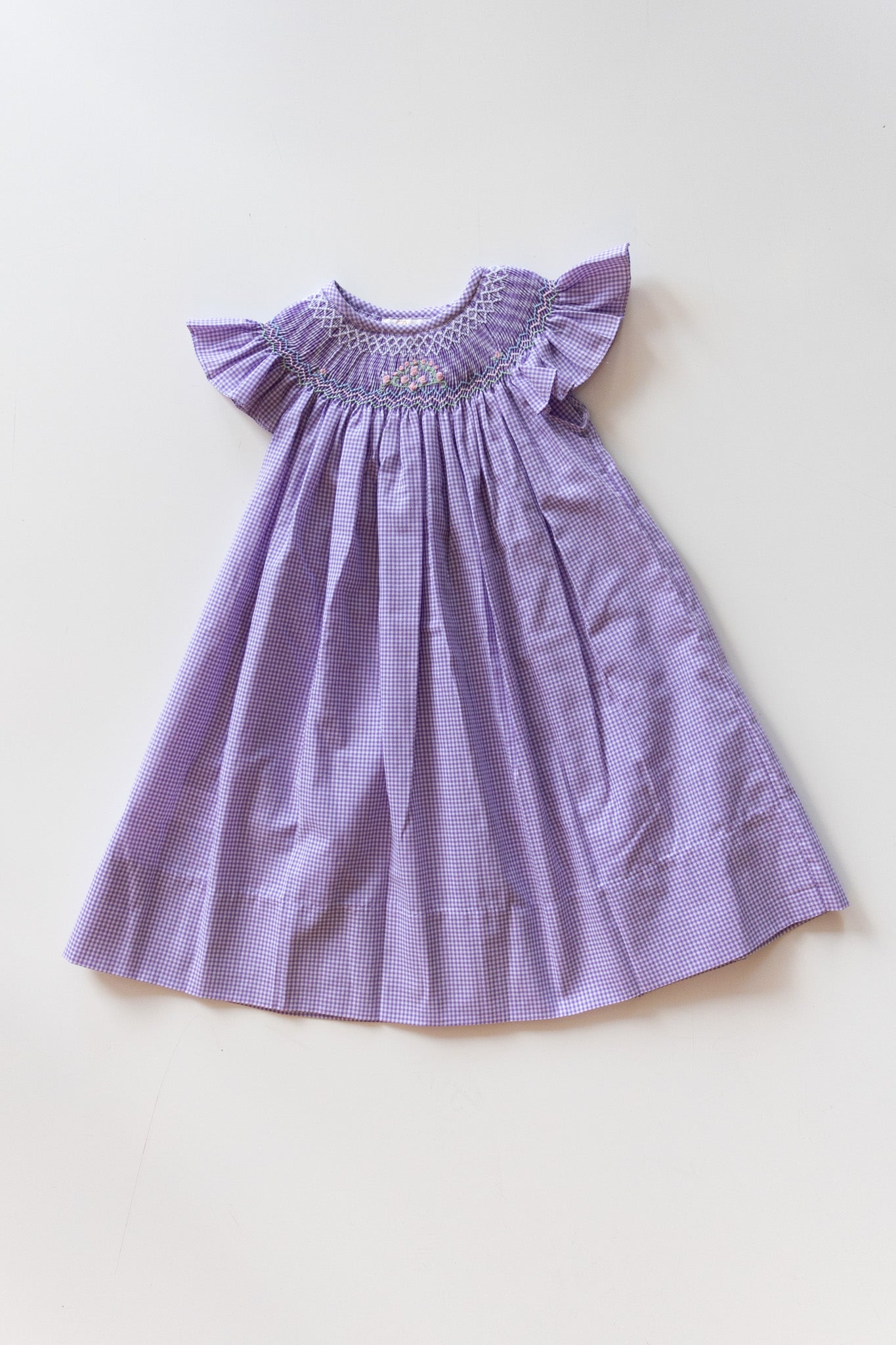 Lavender Gingham Smocked Dress