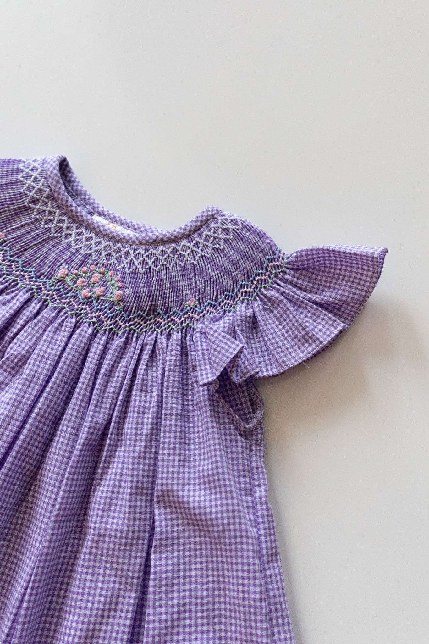 Lavender Gingham Smocked Dress