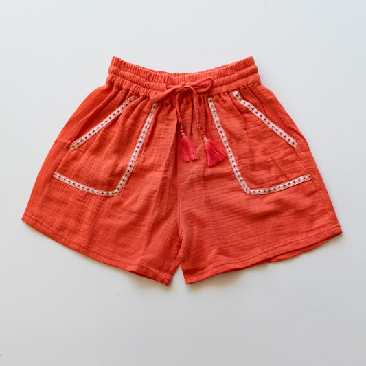 Coral Embroidered Shorts