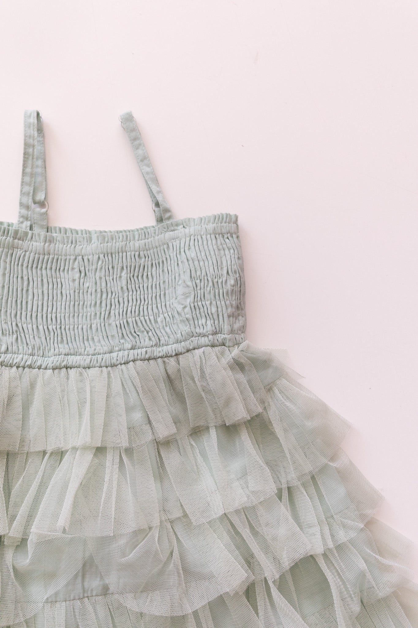 Sage Smocked Tulle Dress