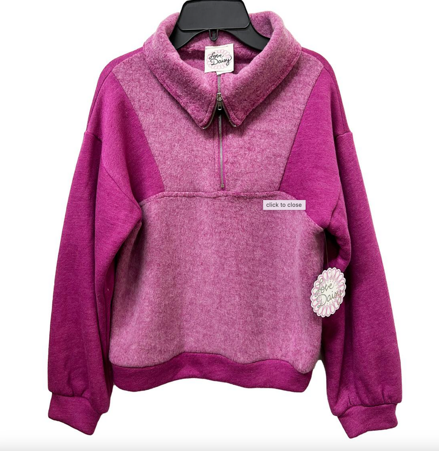 Magenta Quarter Zip Panel Sweater