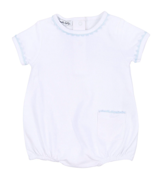 Baby Joy Embroidered S/S Bubble - BLUE