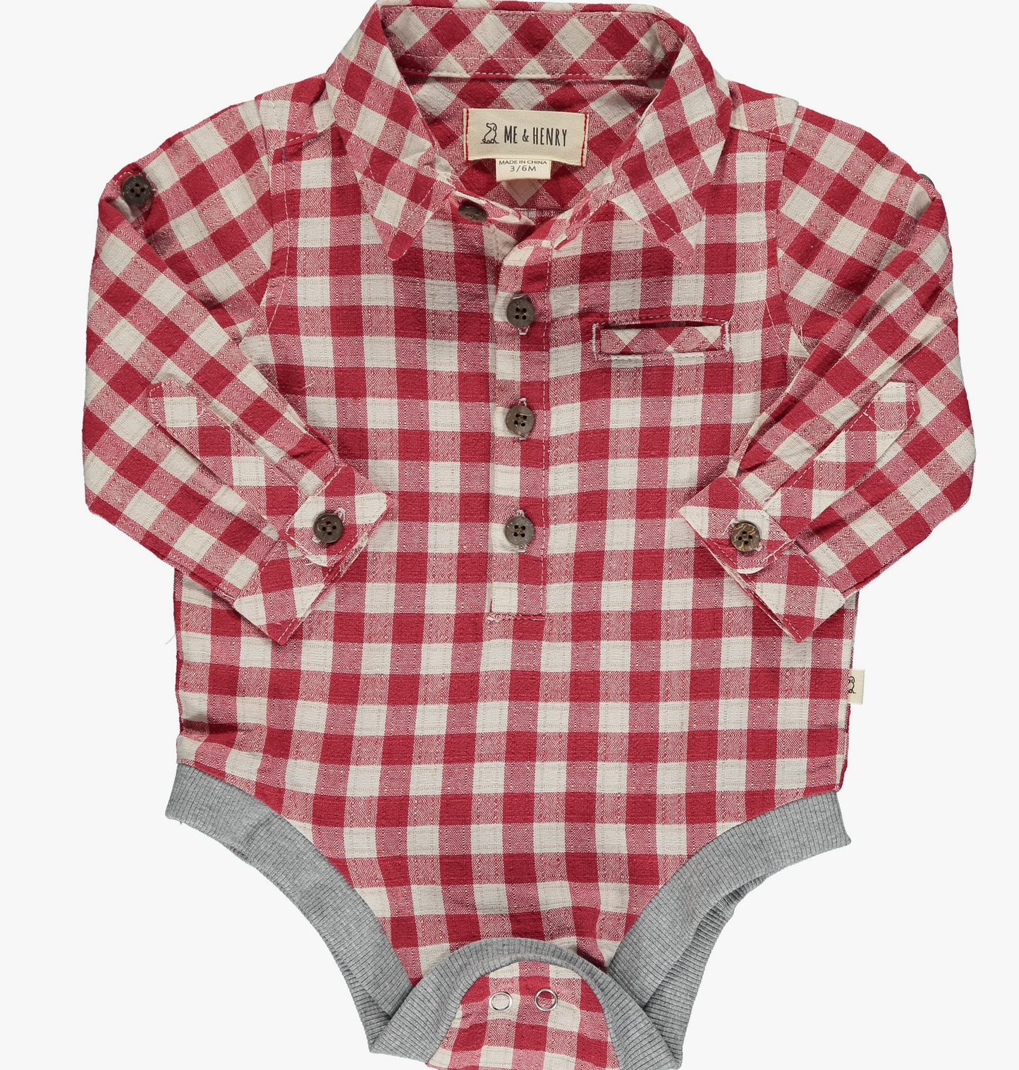 Red/Cream Plaid Woven Onesie