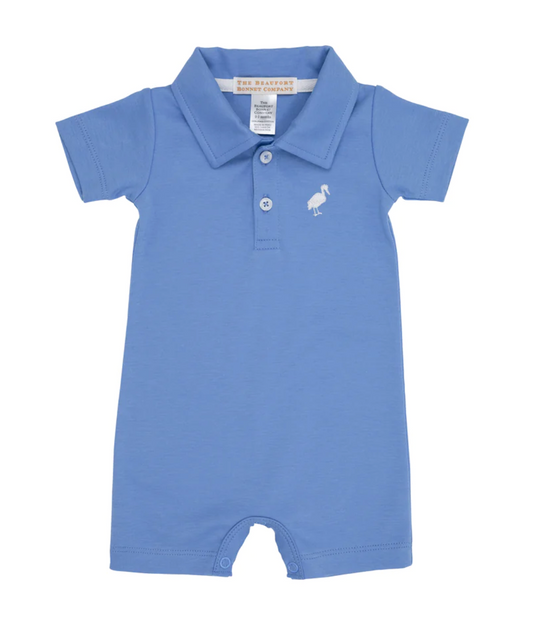 Sir Proper's Romper Barbados Blue With Worth Avenue White Stork