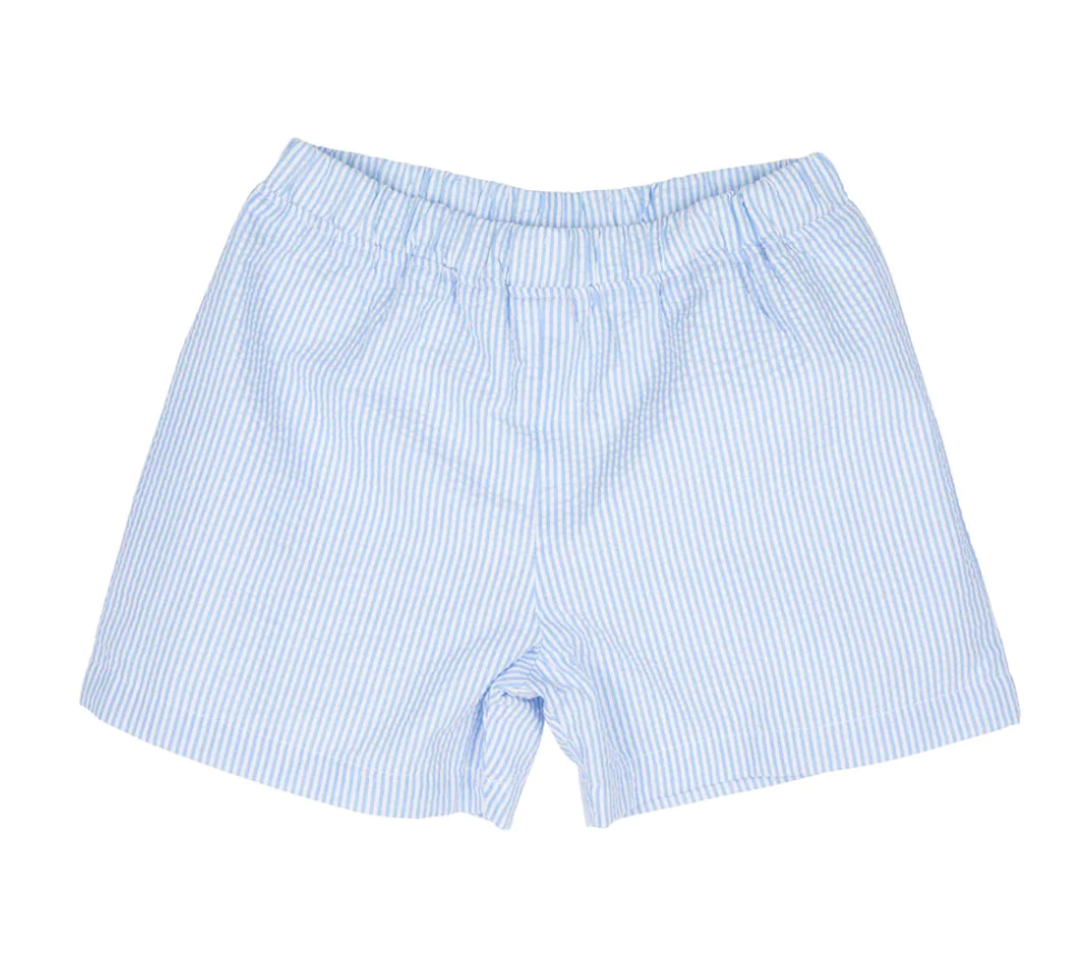 Shelton Shorts - Breakers Blue Seersucker With Breakers Blue Stork