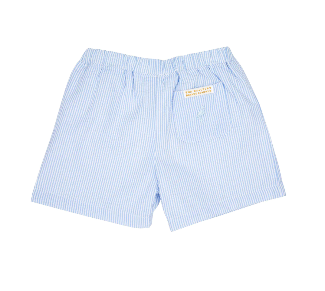 Shelton Shorts - Breakers Blue Seersucker With Breakers Blue Stork