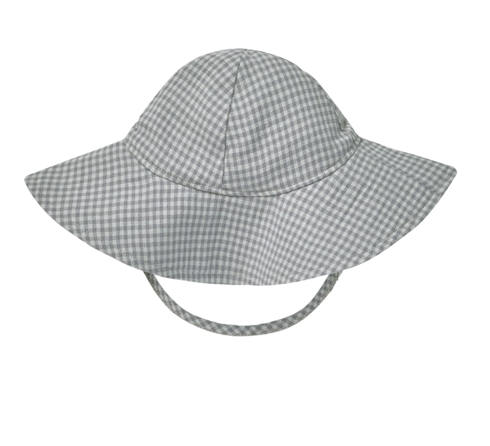 woven sun hat || blue gingham