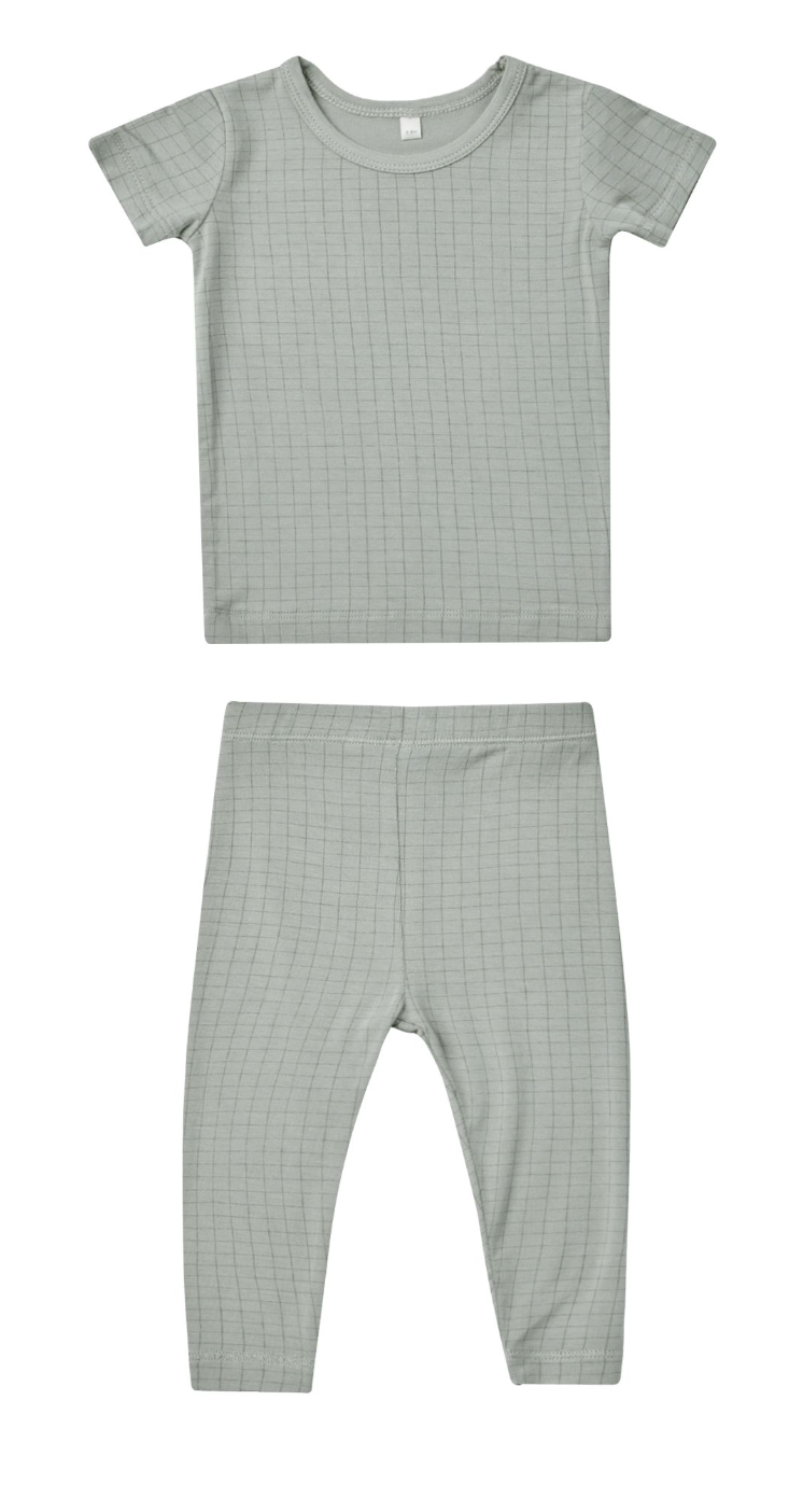 bamboo short sleeve pajama set || grid