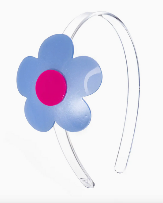 Flower Headband - Satin Blue