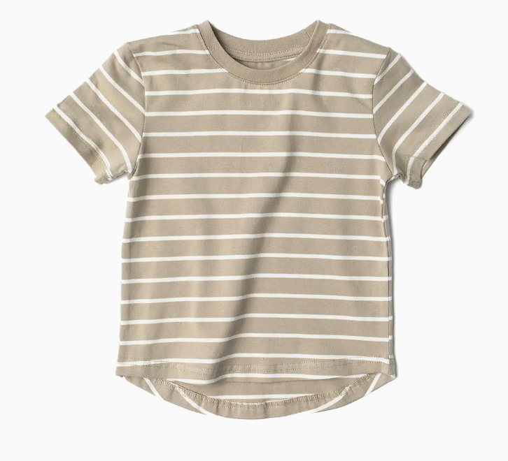 Khaki Green + White Stripe Tee