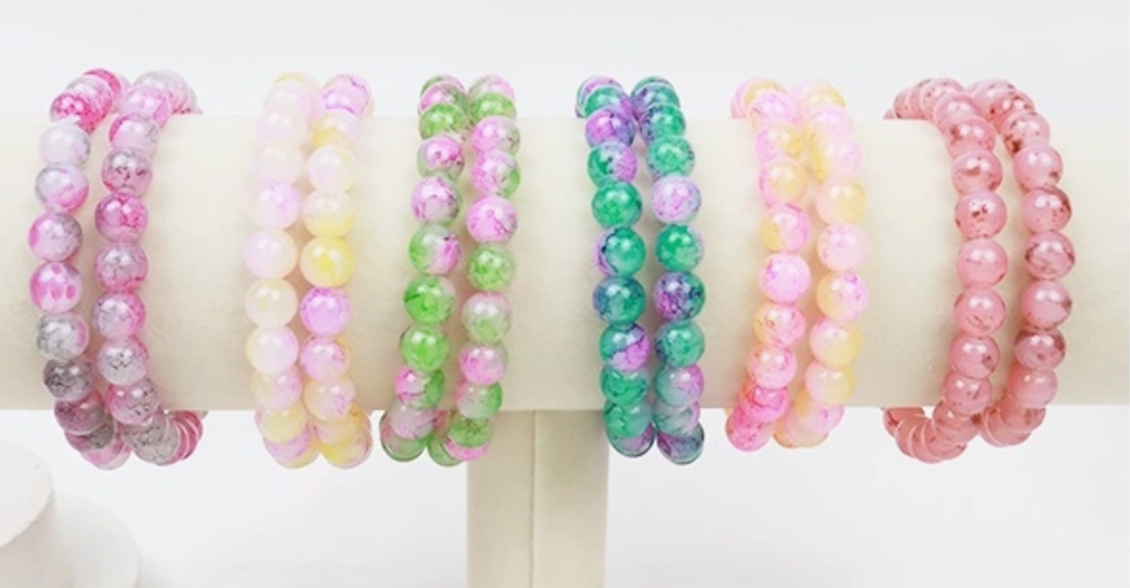 Multi Tone Beaded Stretch Glass Bracelets
