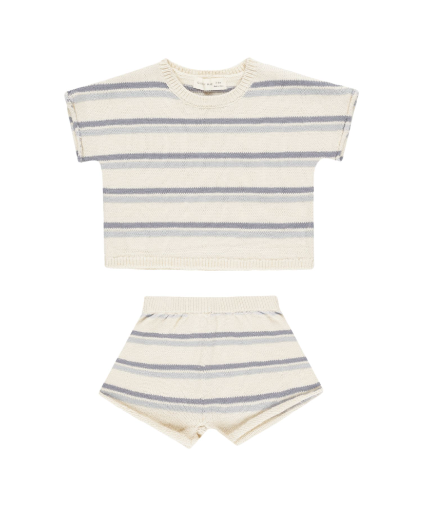Relaxed Summer Knit Set || Blue Stripe