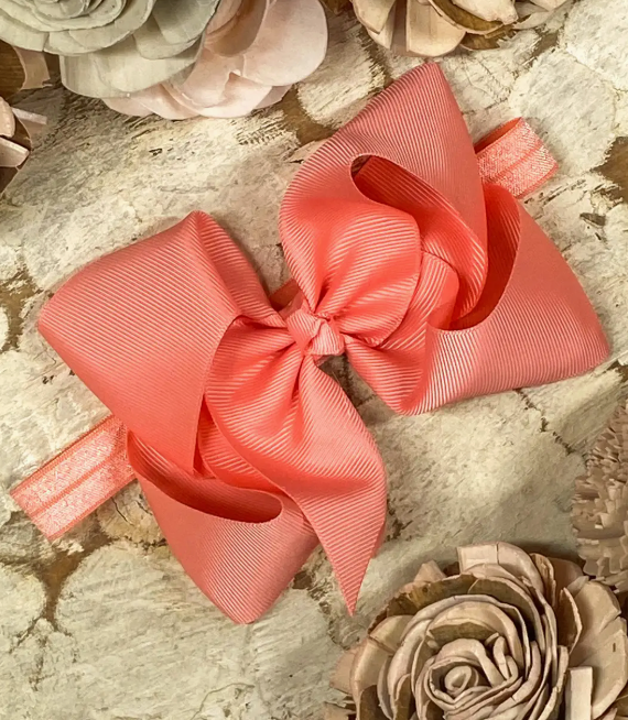 Classic Grosgrain Hair Bow - Satin Headband - 4.5"