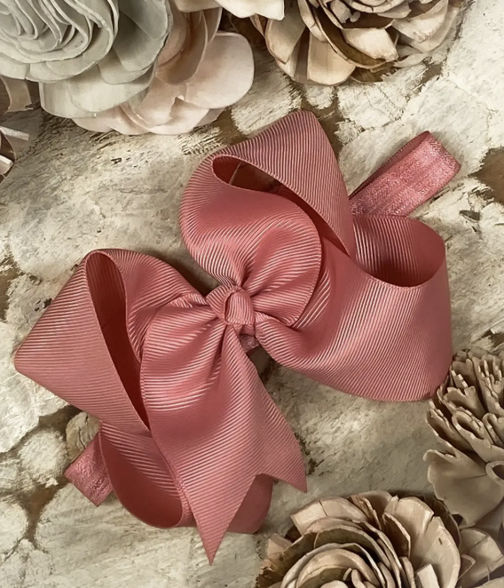 Classic Grosgrain Hair Bow - Satin Headband - 4.5"