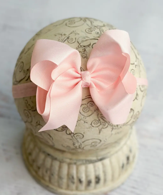 Classic Grosgrain Hair Bow - Satin Headband - 4.5"
