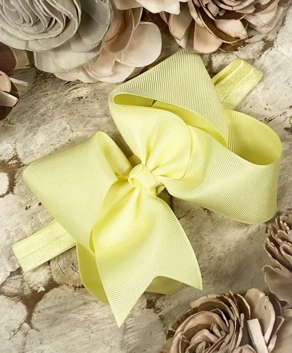 Classic Grosgrain Hair Bow - Satin Headband - 4.5"