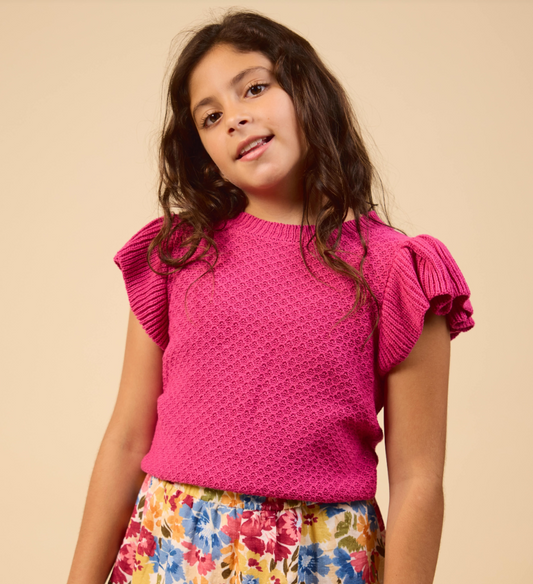 Berry Ruffle Cap Sweater
