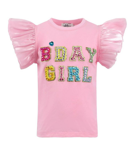 Pink Birthday Girl Ruffe Tee