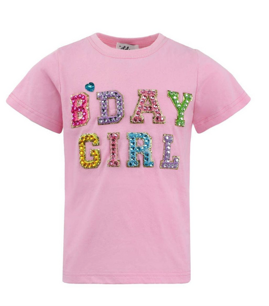 Pink Birthday Girl Gem Tee