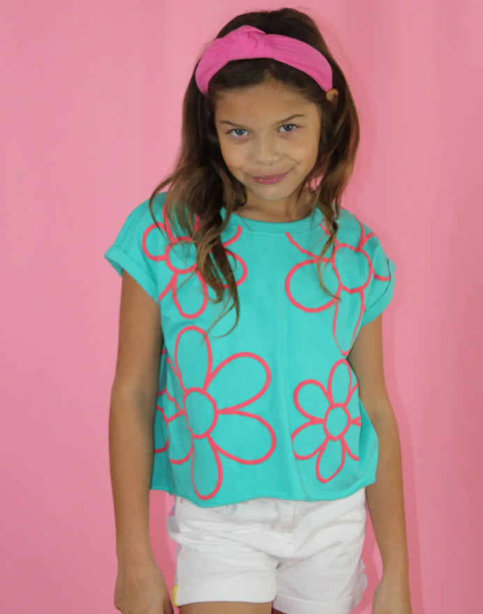 Puff Print Flowers Sleeveless Shirt