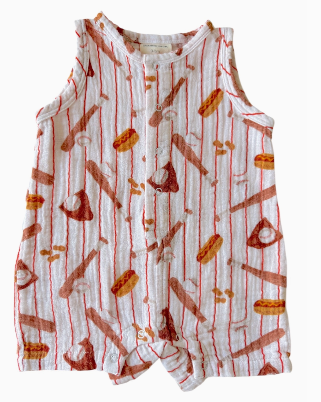 Muslin Shortie Romper, Baseball Game