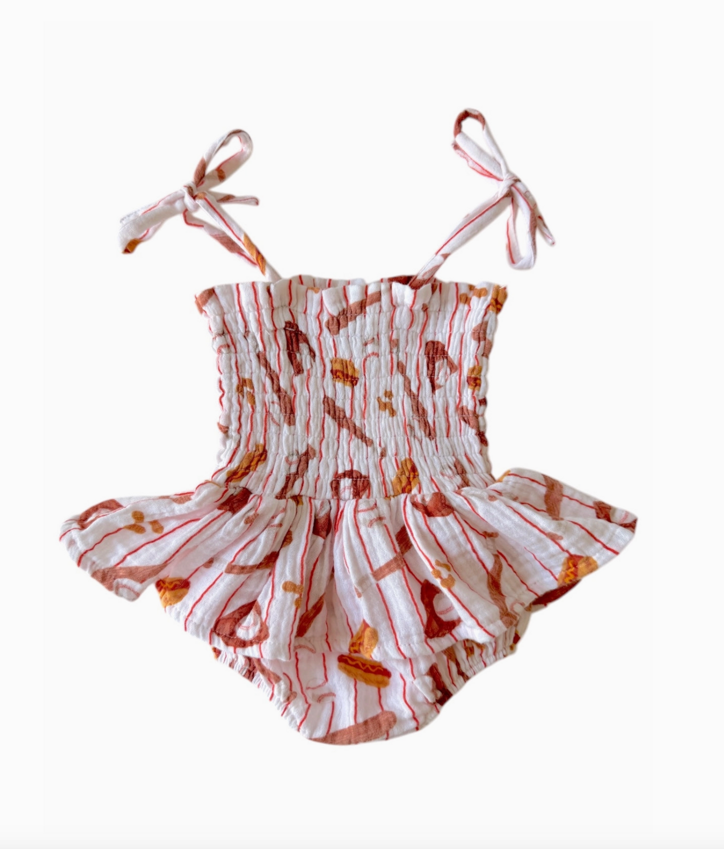 Muslin Smocked Bubble w/ Skirt, Baseball Game