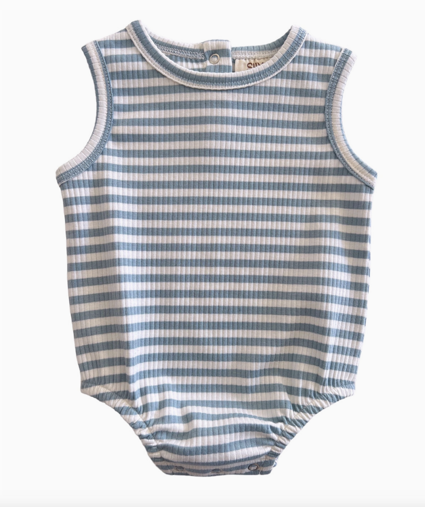 Dusty Blue Stripe / Organic Ribbed Dune Bubble