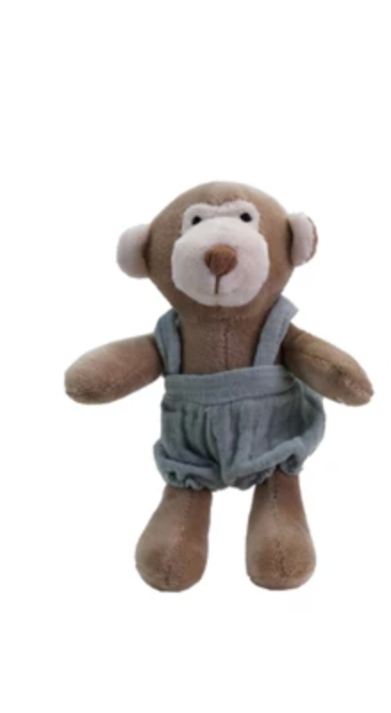 Plush Animal in Cotton Overalls