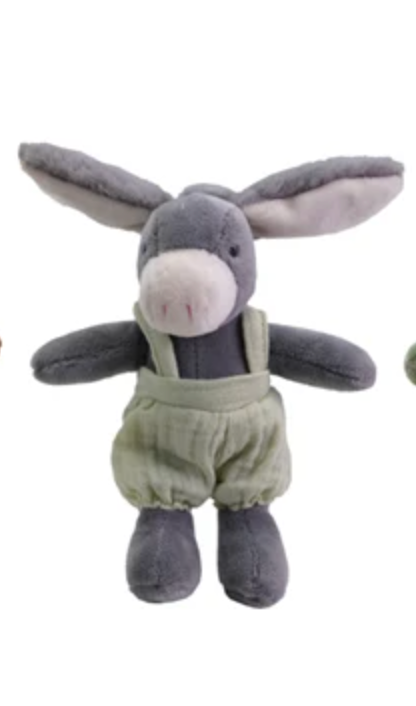 Plush Animal in Cotton Overalls