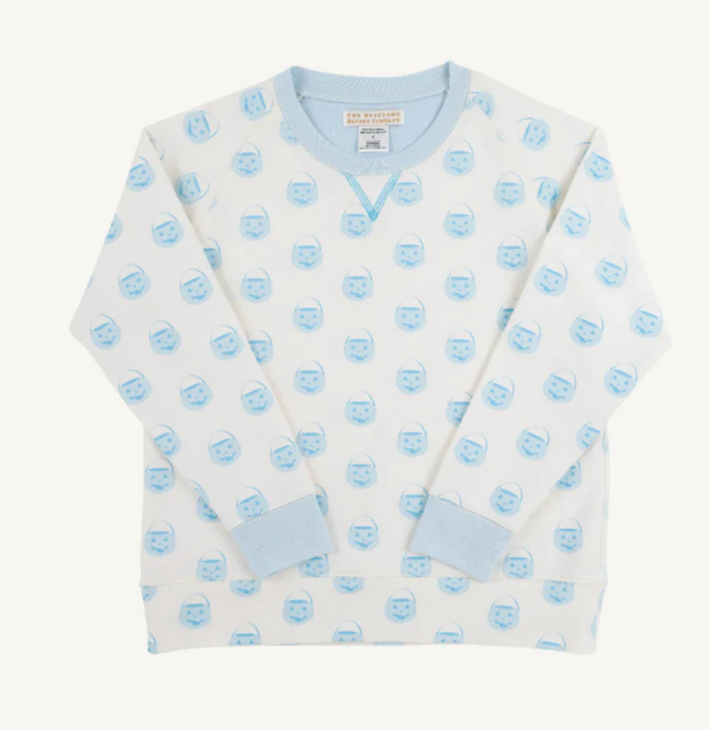 Cassidy Comfy Crewneck - Vintage-Prep Pumpkin Pails with Buckhead Blue