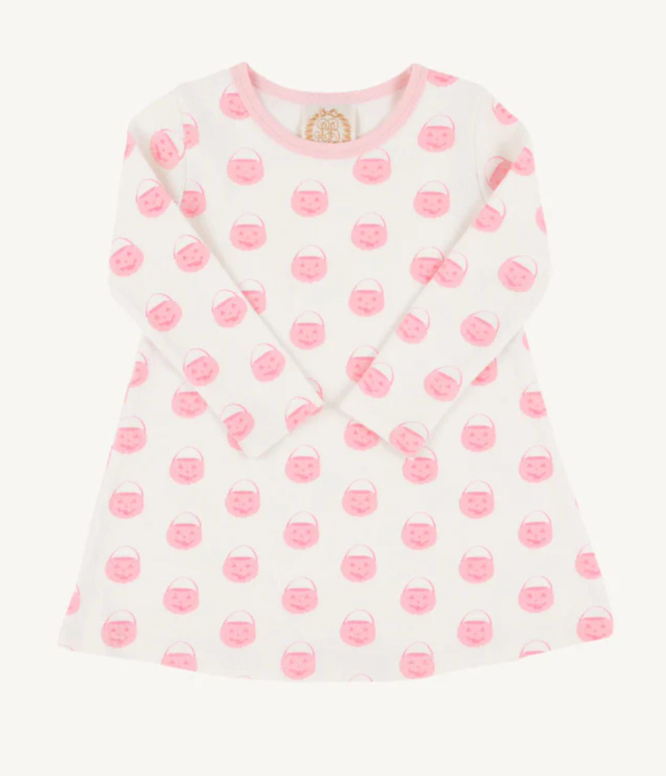 Vintage Prep Pumpkin Pails with Sandpearl Pink Long Sleeve Polly Play Dress