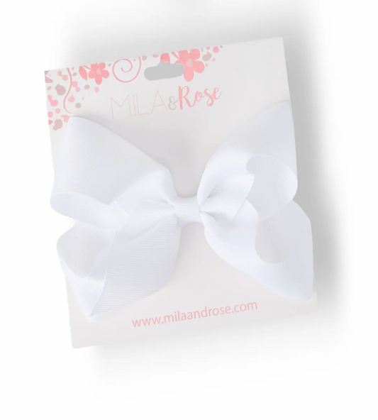 White Gross Grain Bow - Medium