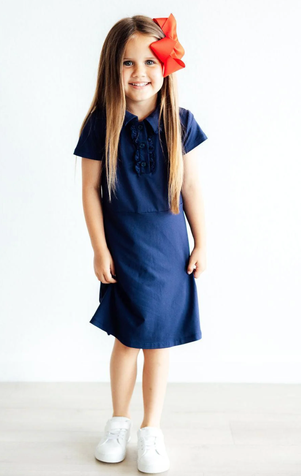 Navy Short Sleeve Polo Dress