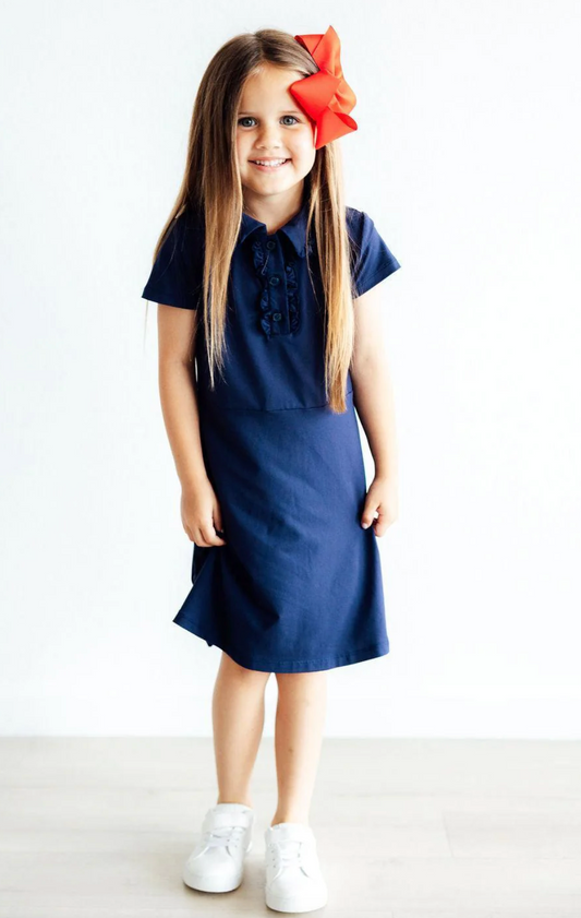 Navy Short Sleeve Polo Dress