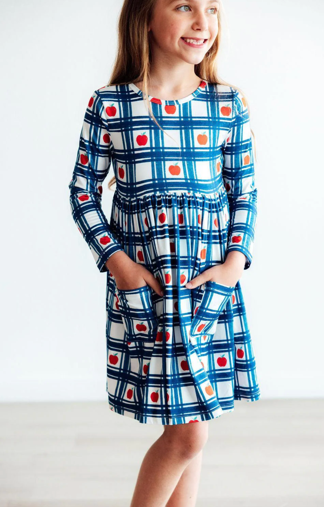 Plaid Apples Twirl Dress