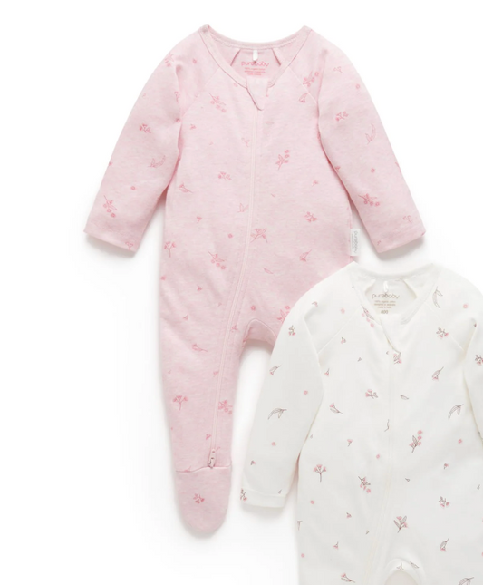 Pink Dandelion Zippered Footie