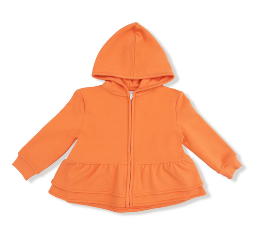 French Terry Sport - Varsity - Orange - Zip Peplum Hoodie