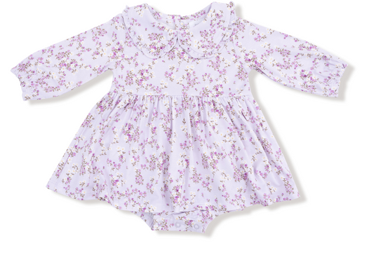 Sweet Dream Florals - L/s Peter Pan Ruffle Collar Bubble W/ Skirt