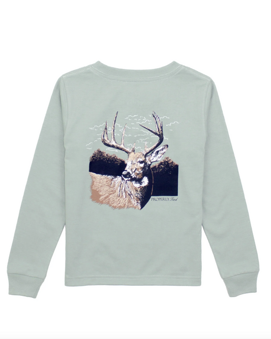 Boys Buck LS Sage Tee