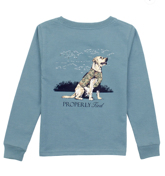 Boys Good Boy LS Steel Blue Tee