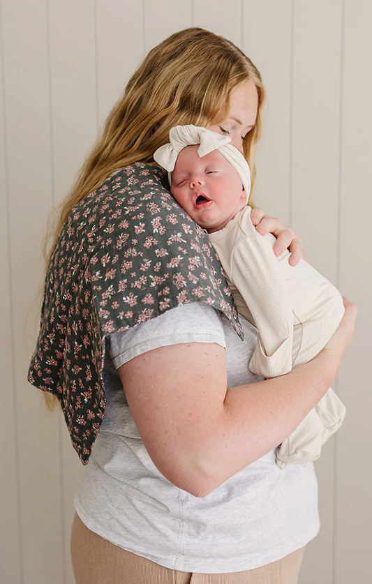 Olive Bloom Muslin Burp Cloth