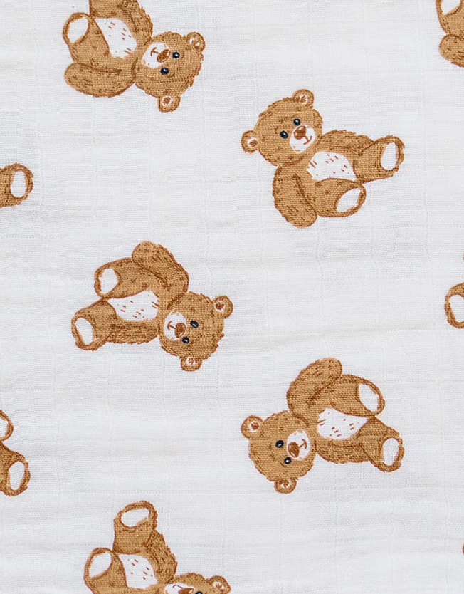 Teddy Bear Muslin Burp Cloth