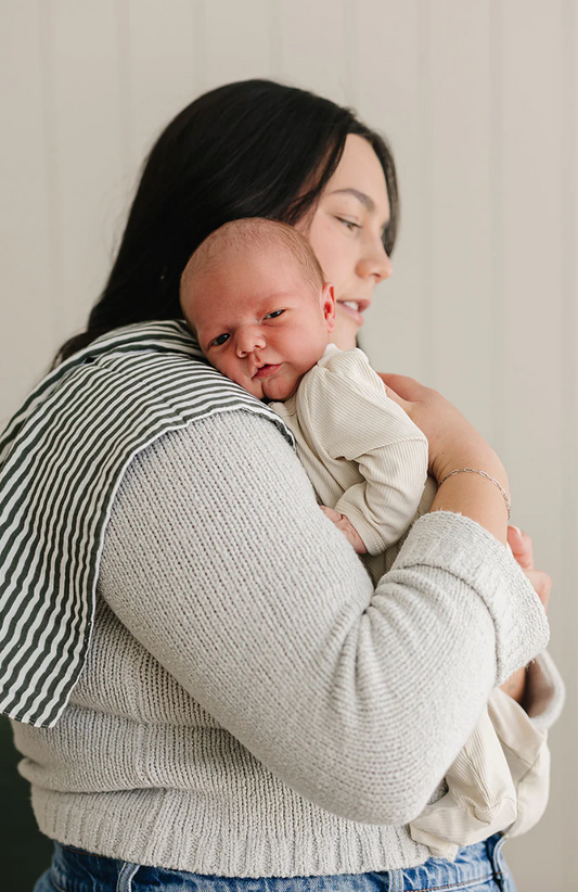 Green Stripe Muslin Burp Cloth