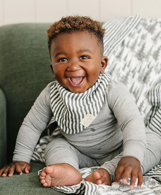 Green Stripe Muslin Bib