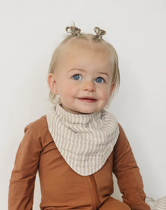 Taupe Stripe Muslin Bib