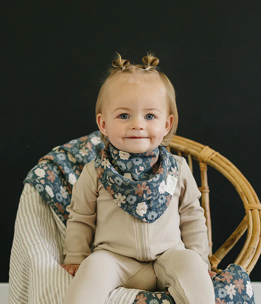Midnight Floral Muslin Bib