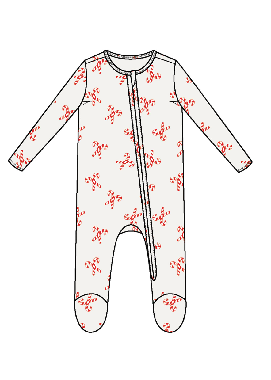Candy Canes - 2 Way Zipper Footie
